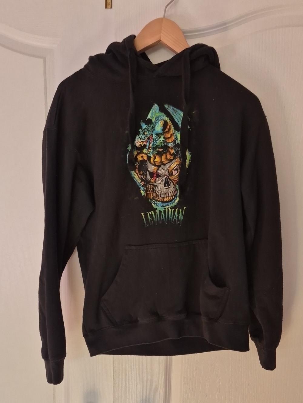 Men's Black Graphic Hoodie w Multicolor Skull Art-Leviathan Canada's Wonderland